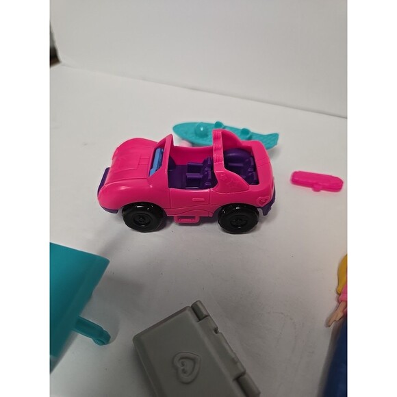 POLLY POCKET LOT WITH DOLL, CAR,  SKATEBOARD, OUTFITS, CHAIR, & LAPTOP - Picture 3 of 5
